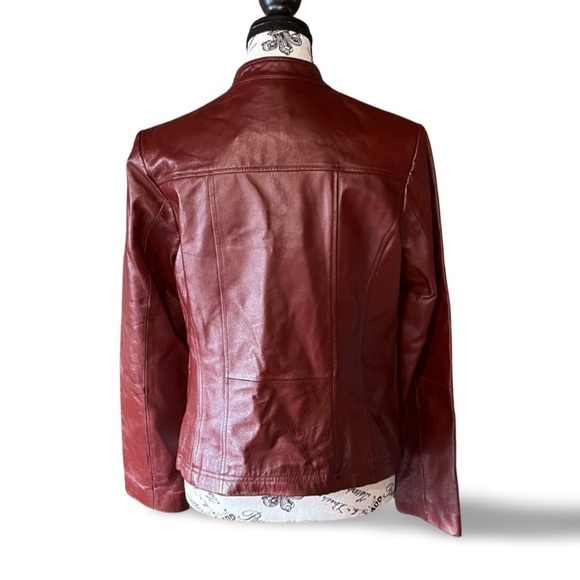 Y2K Marie Claire Moto Red Genuine Leather Jacket Size M - Picture 4 of 6